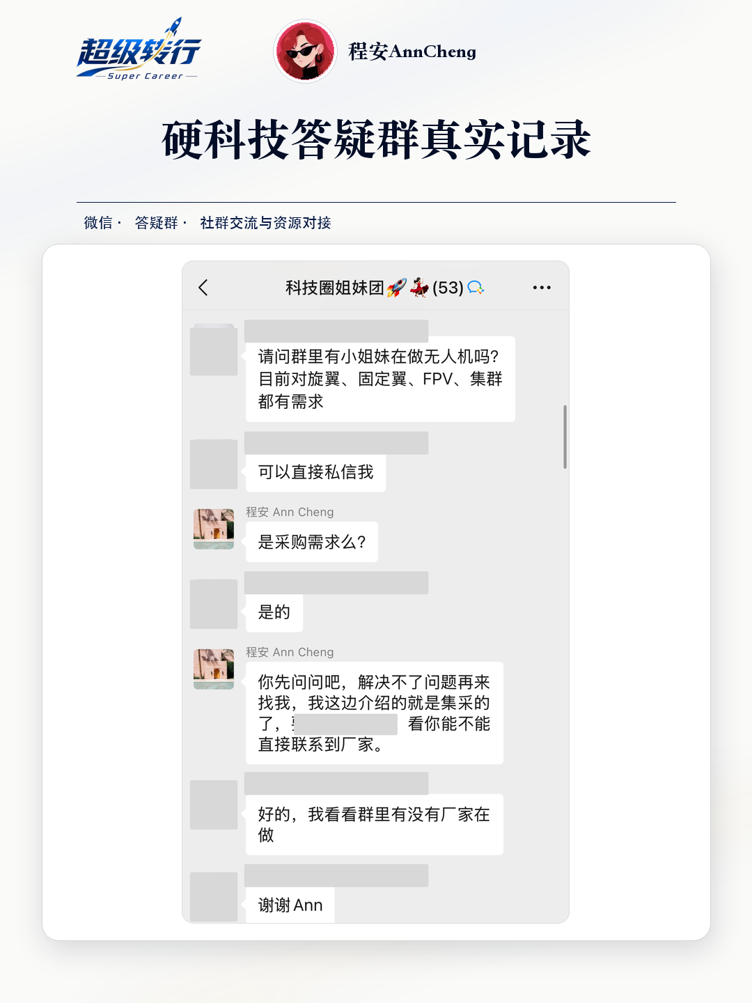 硬科技答疑群真实反馈：社群讨论 无人机采购需求跟进，第1张
