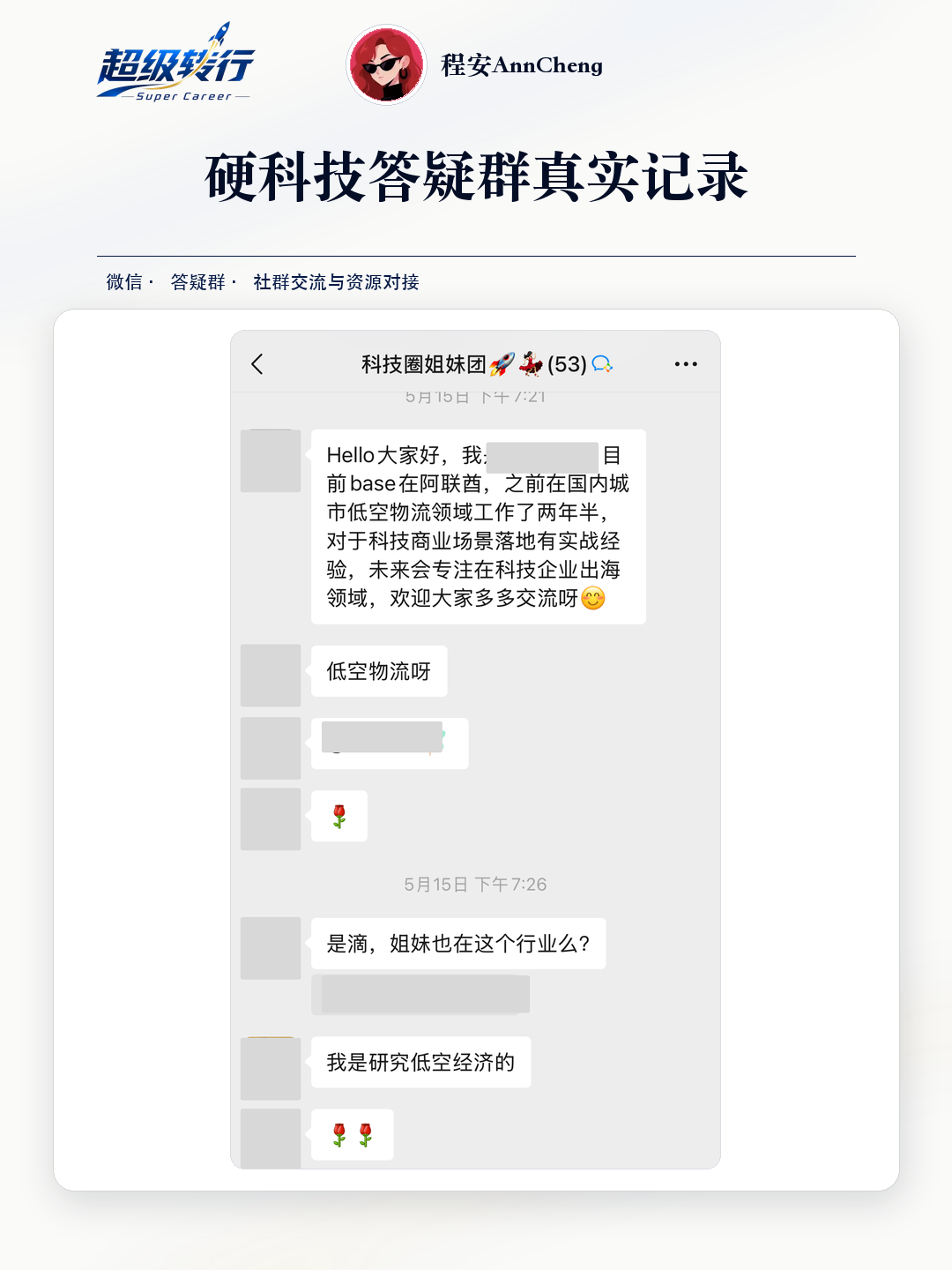 硬科技答疑群真实反馈：社群自我介绍 低空物流出海背景交流，第1张
