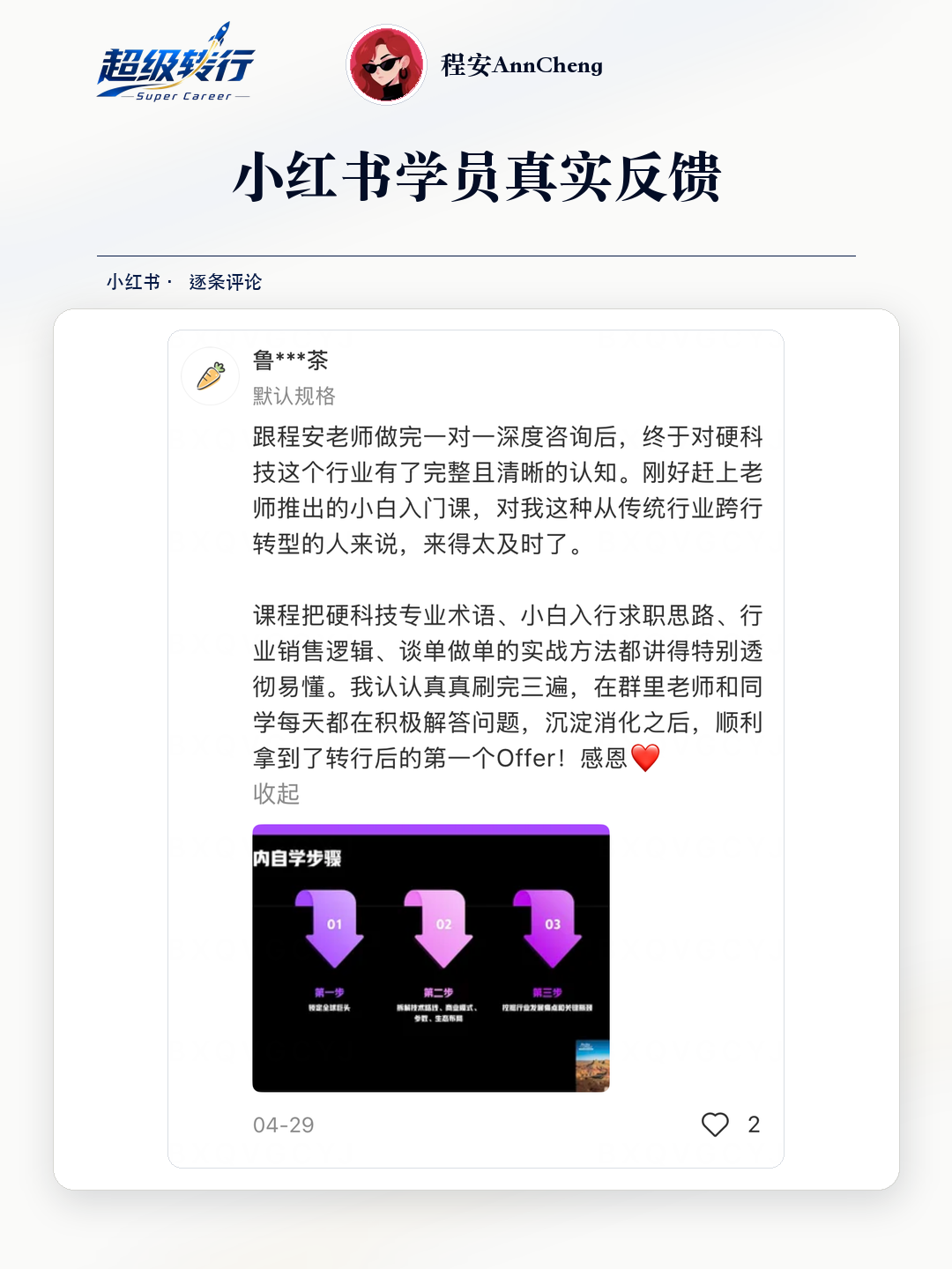 小红书真实反馈：转行学习后拿到首份Offer，第1张
